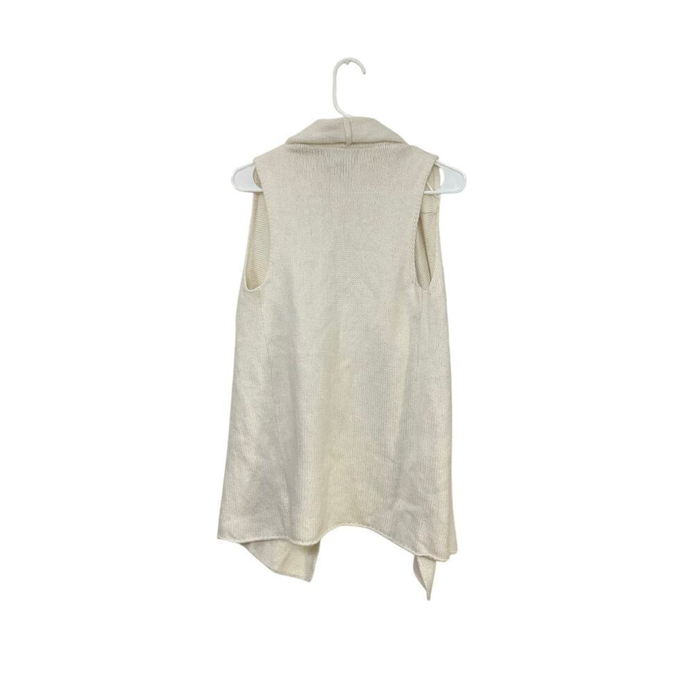 Cynthia Rowley Merino Wool Blend Cream Waterfall Open Cardigan Knit Vest Medium - Picture 2 of 4
